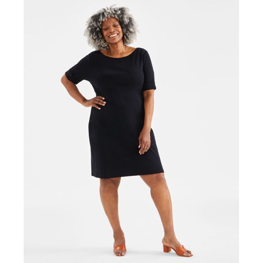 Style & Co. Plus Size Solid Boat-Neck Dress